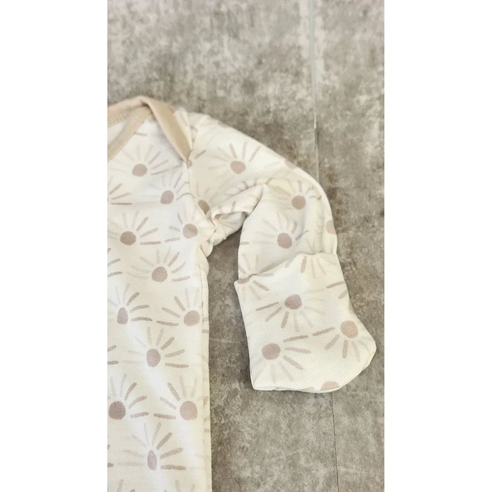 Copper Pearl Sleep Gown Baby 0-4M Cream Tan Sunburst Kimono Snap Gown Neutral